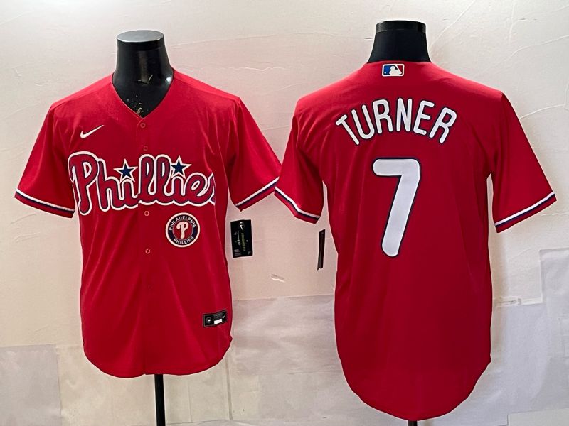 Men 2026 Nike Philadelphia Phillies #7 Turner Red Game MLB Jersey 03